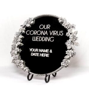 Round Silver Flower Mirror Sign Hire