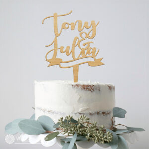Custom Names with Banner Cake Topper