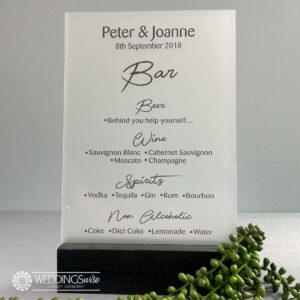 Custom Drinks Acrylic Menu