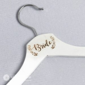 Bride Laser Engraved Coat Hanger with wreath