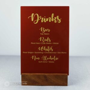 Red & Gold Drinks Bar Menu