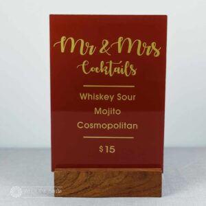 Red & Gold Custom Cocktails Bar Menu