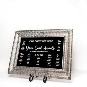 Silver Mirror Seating Sign HIRE