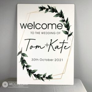 Large Wreath Portrait Printed Welcome Sign