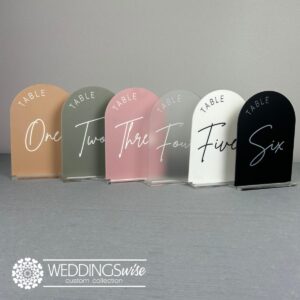 Arch Printed Acrylic Table Numbers with Stand