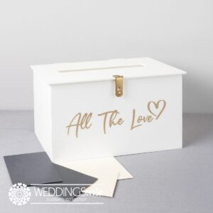 “All The Love” Wishing Well in White Acrylic With Gold Vinyl