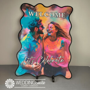Printed Zig Zag Wedding Welcome Sign with Photo- Acrylic Custom Design
